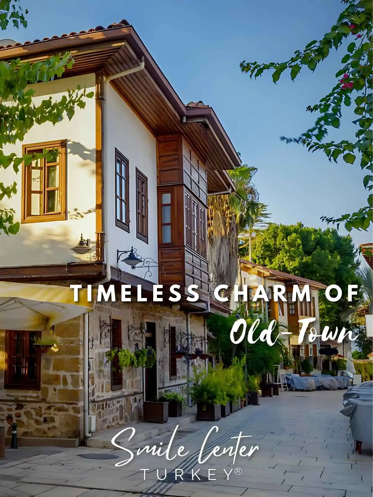 Ottoman-era houses on a stone-paved street in Antalya's old town near the clinic